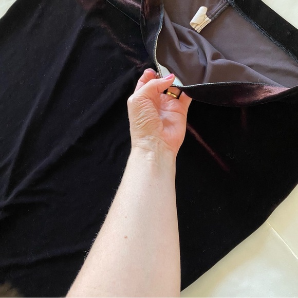 Vintage 90s Velvet Skirt Womens Size 2XL Midi Brown Burgundy Red Made In USA - Picture 7 of 8
